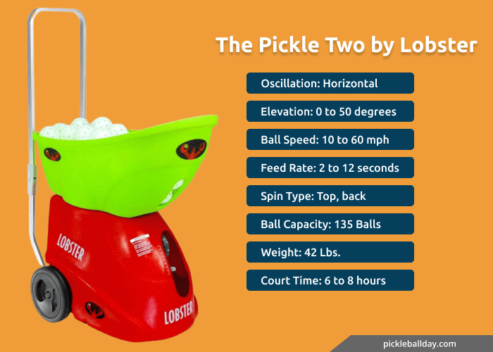 features of lobster pickle two pickleball machine